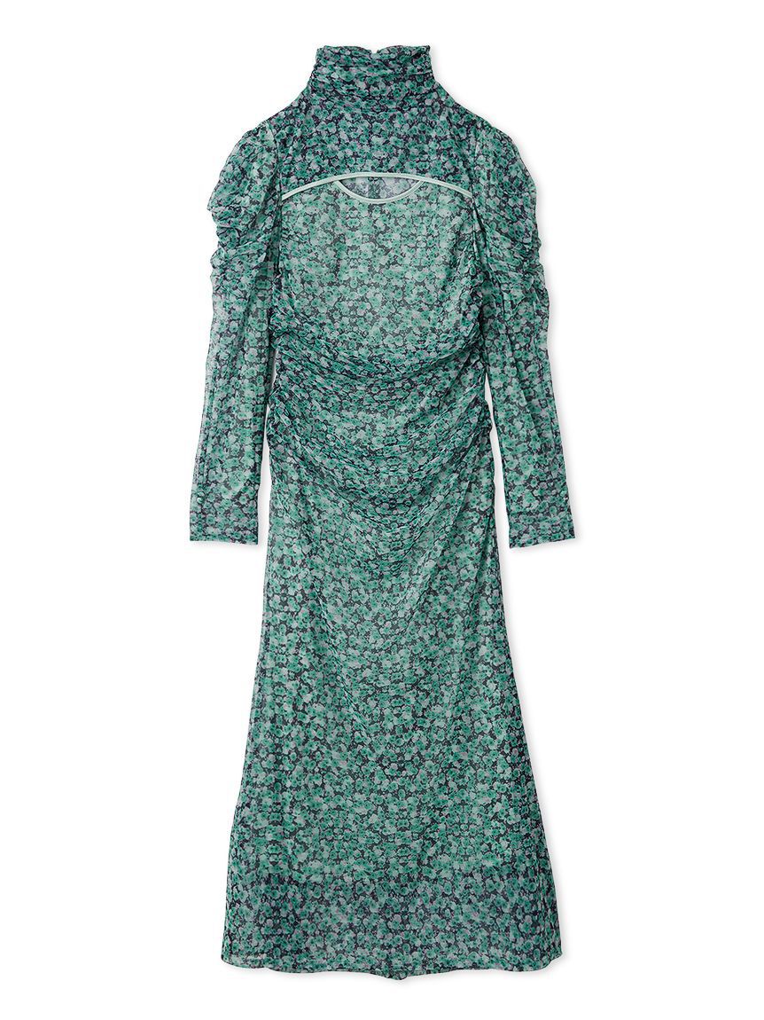 LILY BROWN「カッティングチュールプリントワンピース」|ドレス|