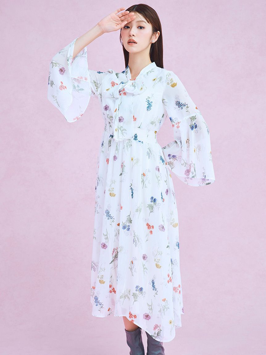 CELFORD「フラワープリントボウタイワンピース」|ワンピース|