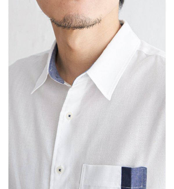 ikka「７ブリネンコンキリカエポケットＳＨ」|シャツ・ブラウス|