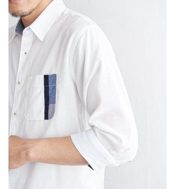 ikka「７ブリネンコンキリカエポケットＳＨ」|シャツ・ブラウス|