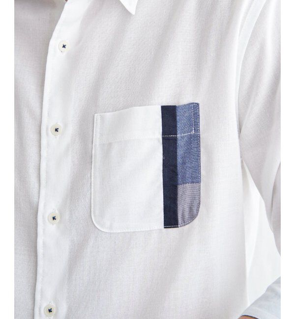 ikka「７ブリネンコンキリカエポケットＳＨ」|シャツ・ブラウス|