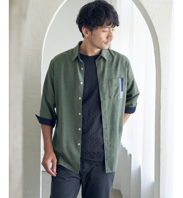 ikka「７ブリネンコンキリカエポケットＳＨ」|シャツ・ブラウス|
