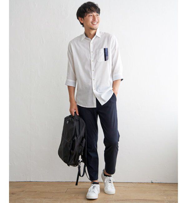 ikka「７ブリネンコンキリカエポケットＳＨ」|シャツ・ブラウス|