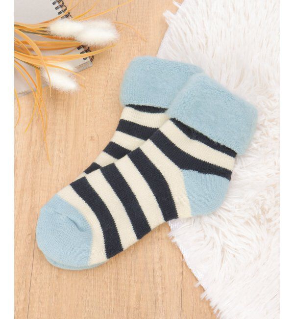 Lbc with Life「裏起毛 ソックスボーダー」|その他|ネイビーブルー
