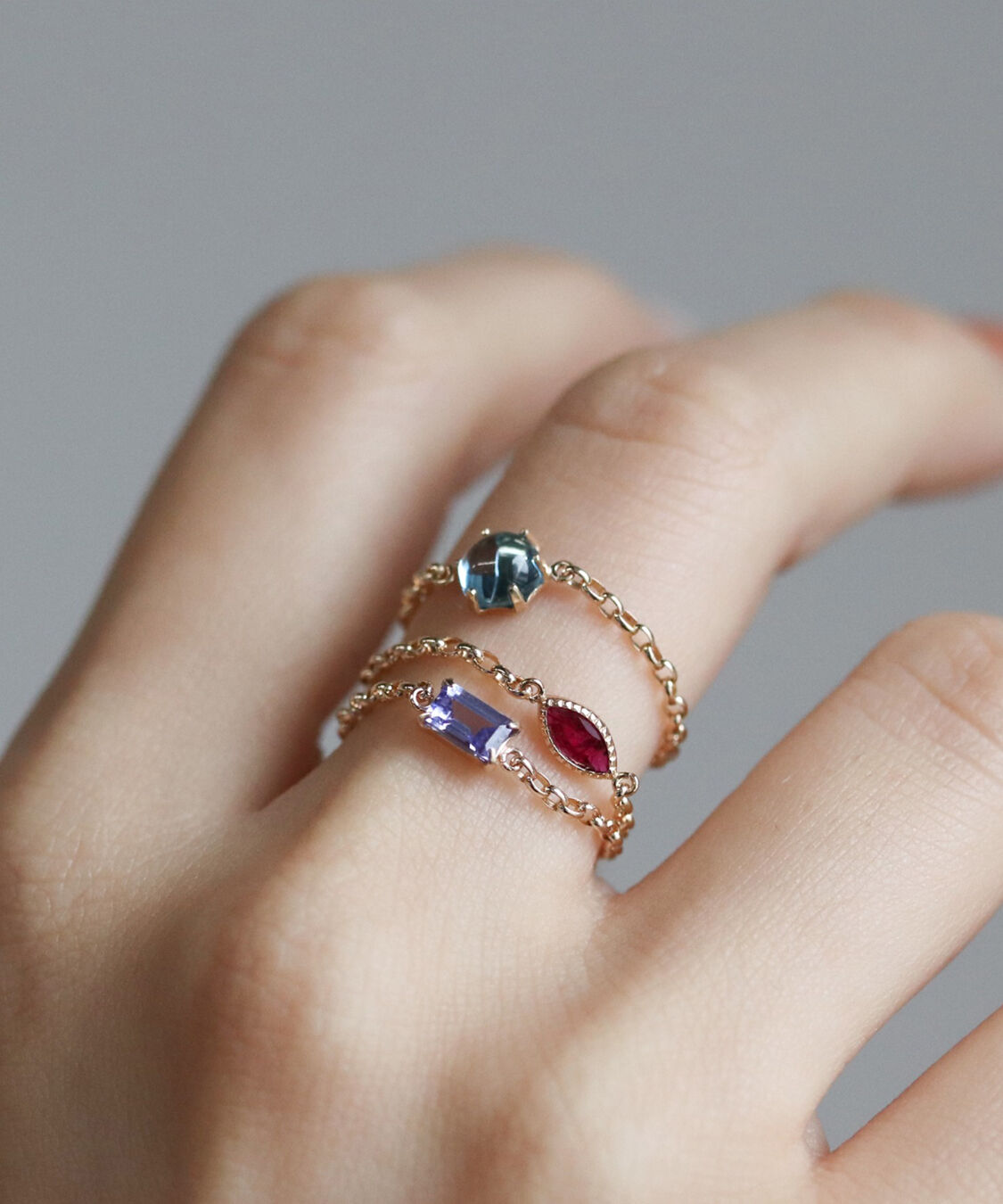  「ルビー  チェーンリング | K10YG〈Web限定〉」|リング|