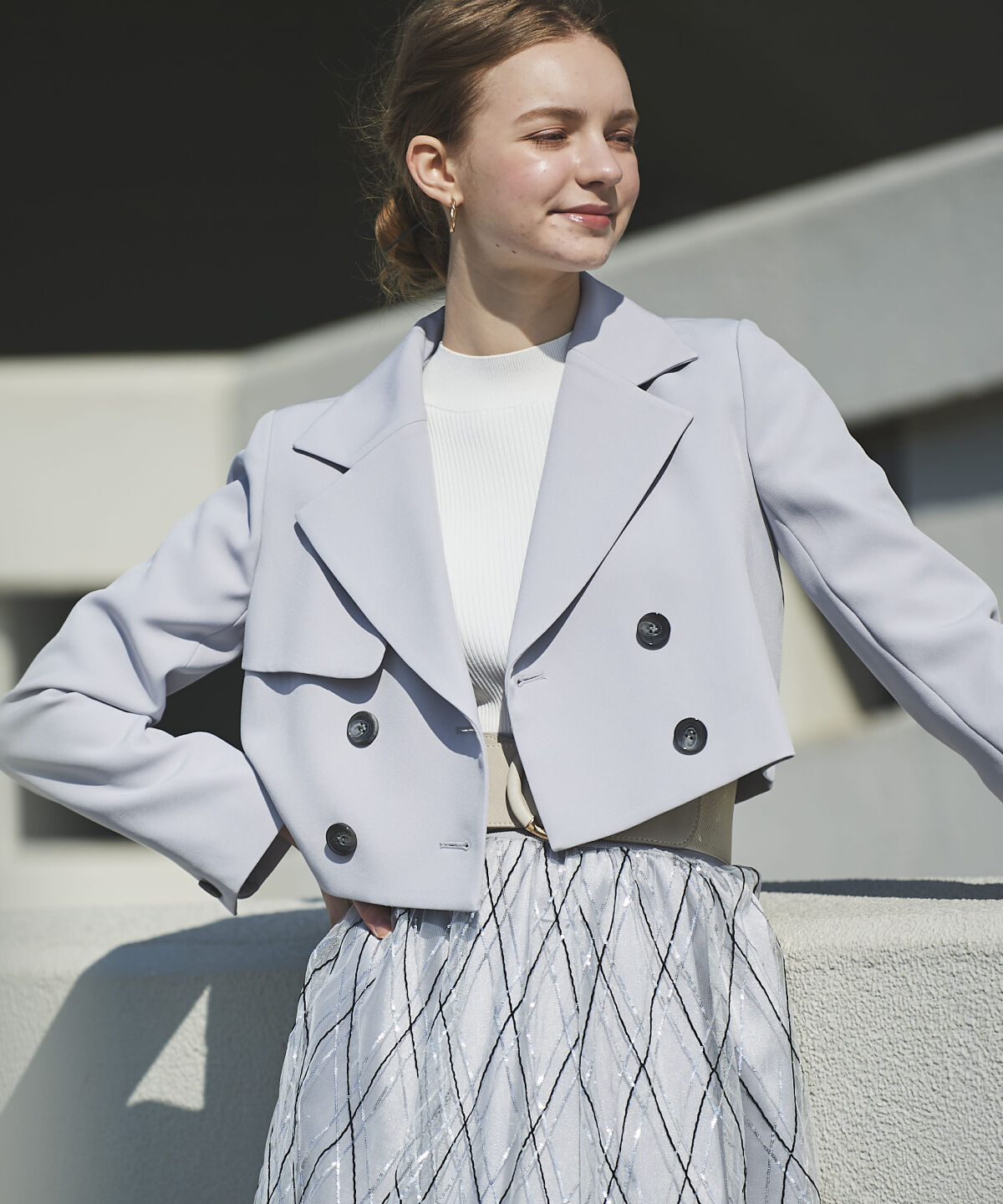 アンドクチュール「ダブルクロスショートトレンチ」|トレンチコート|