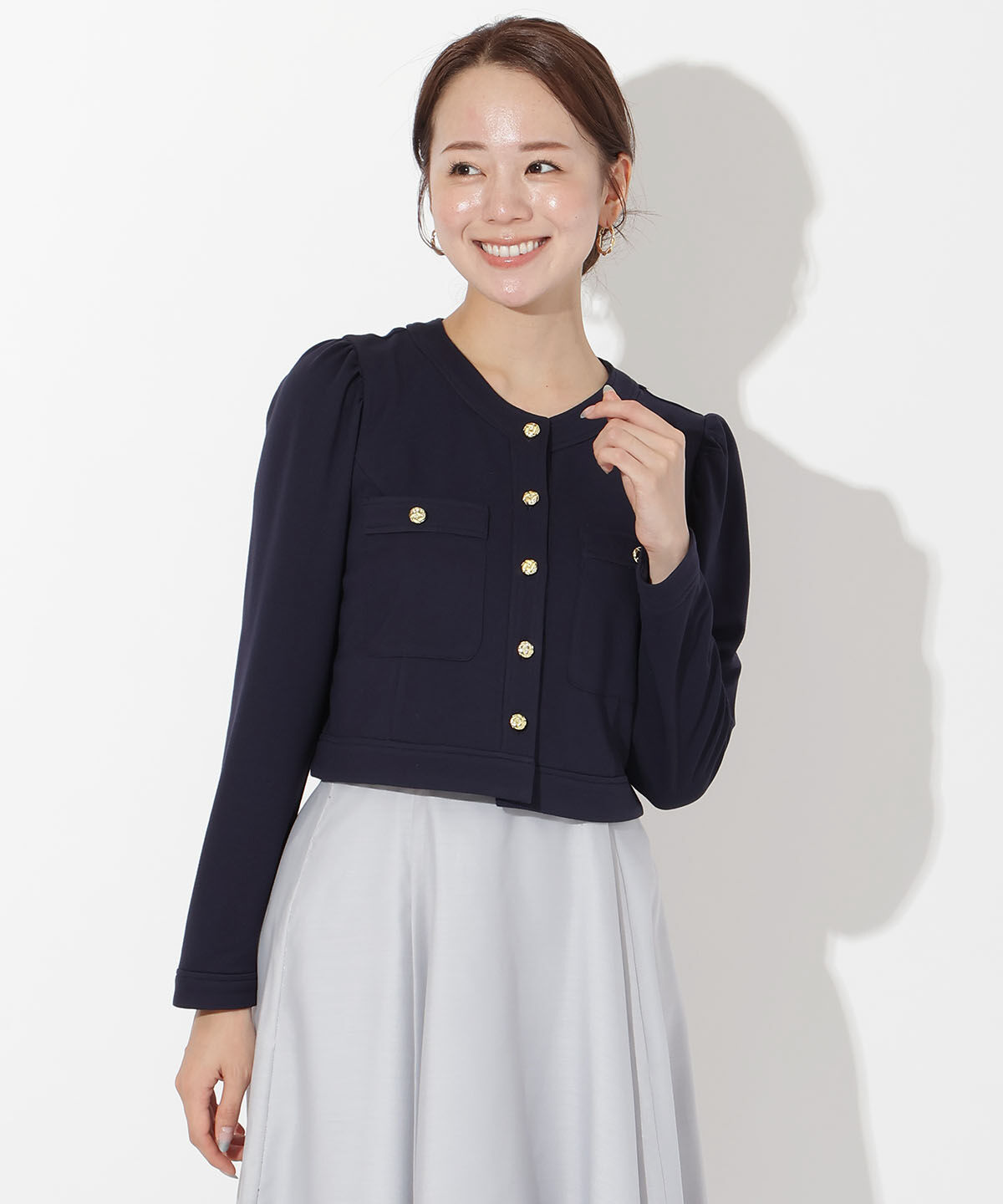 アンドクチュール「ポンチノーカラー長袖ジャケット」|その他|