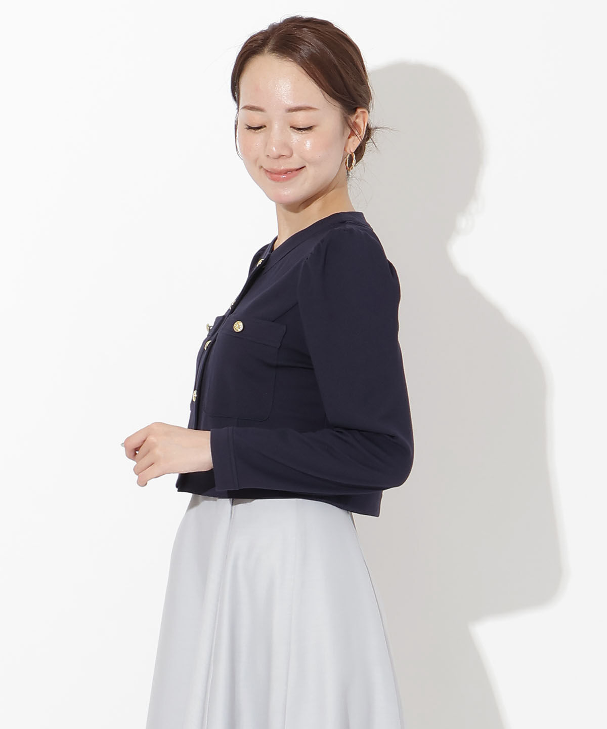 アンドクチュール「ポンチノーカラー長袖ジャケット」|その他|