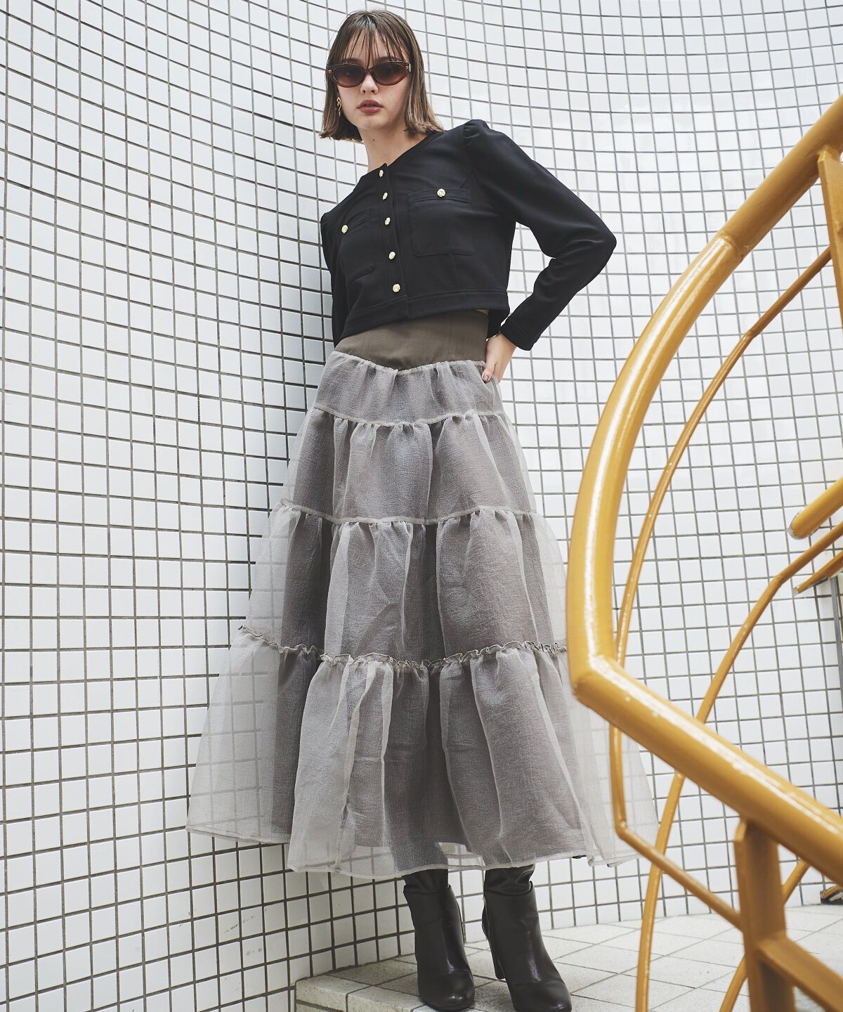 アンドクチュール「ポンチノーカラー長袖ジャケット」|その他|