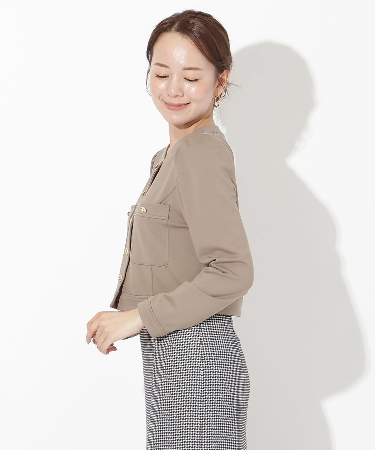 アンドクチュール「ポンチノーカラー長袖ジャケット」|その他|