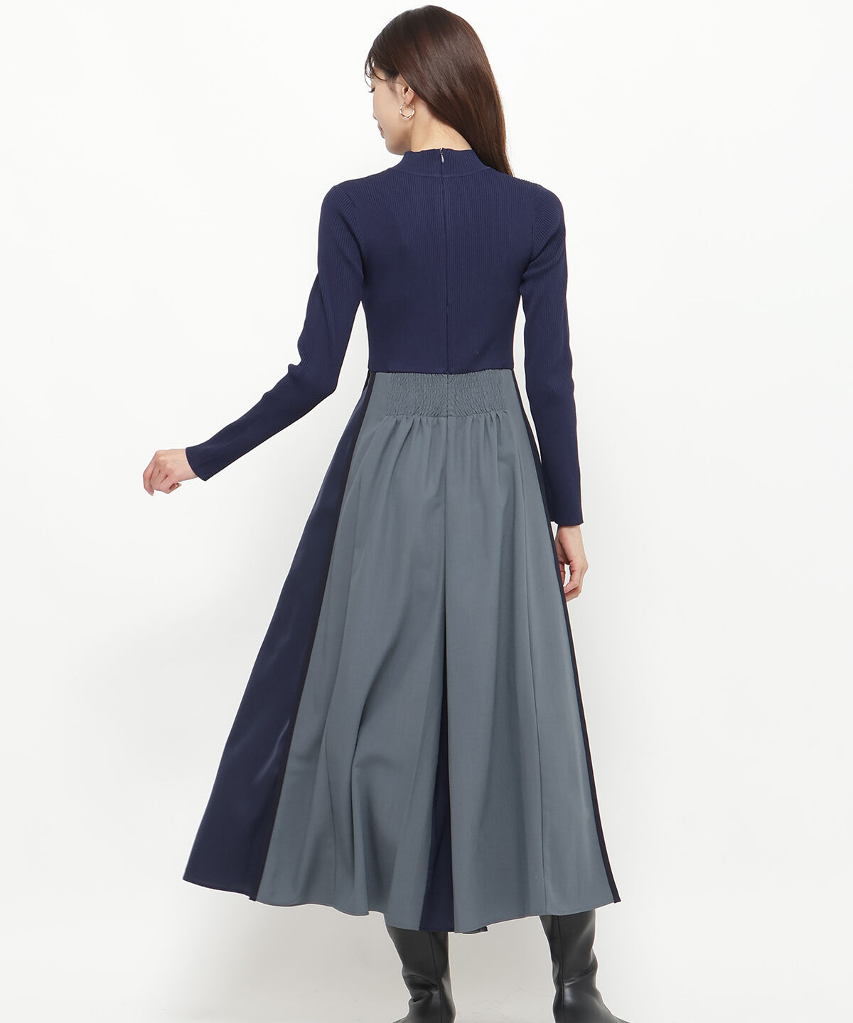 アンドクチュール「配色ドッキングワンピース」|ワンピース|