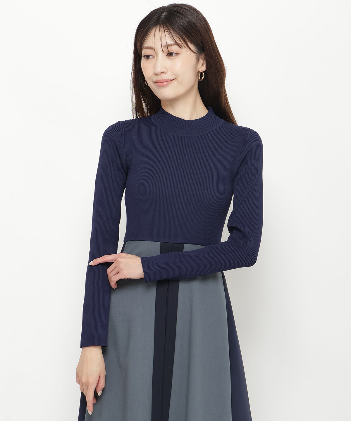 アンドクチュール「配色ドッキングワンピース」|ワンピース|