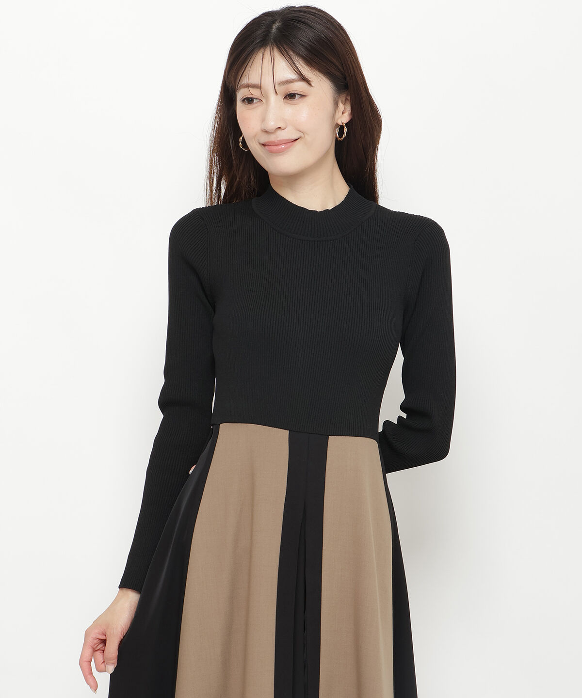 アンドクチュール「配色ドッキングワンピース」|ワンピース|