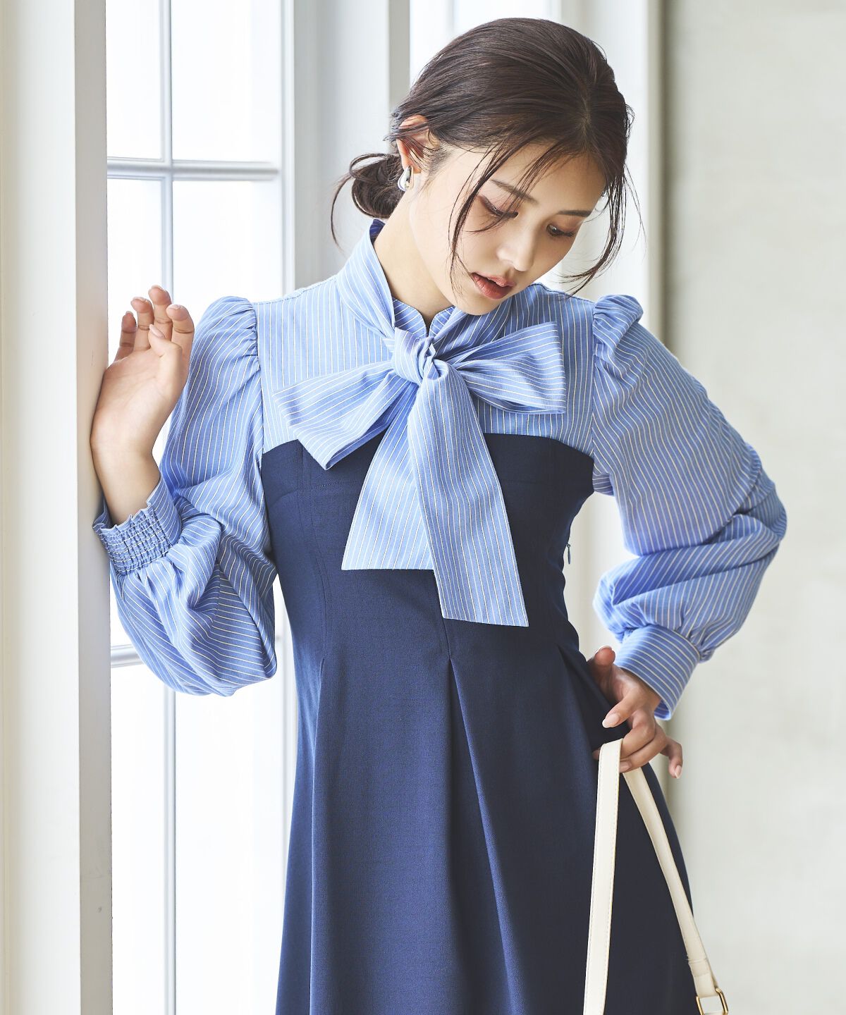 アンドクチュール「ヨーク切替リボンタイワンピース」|ワンピース|