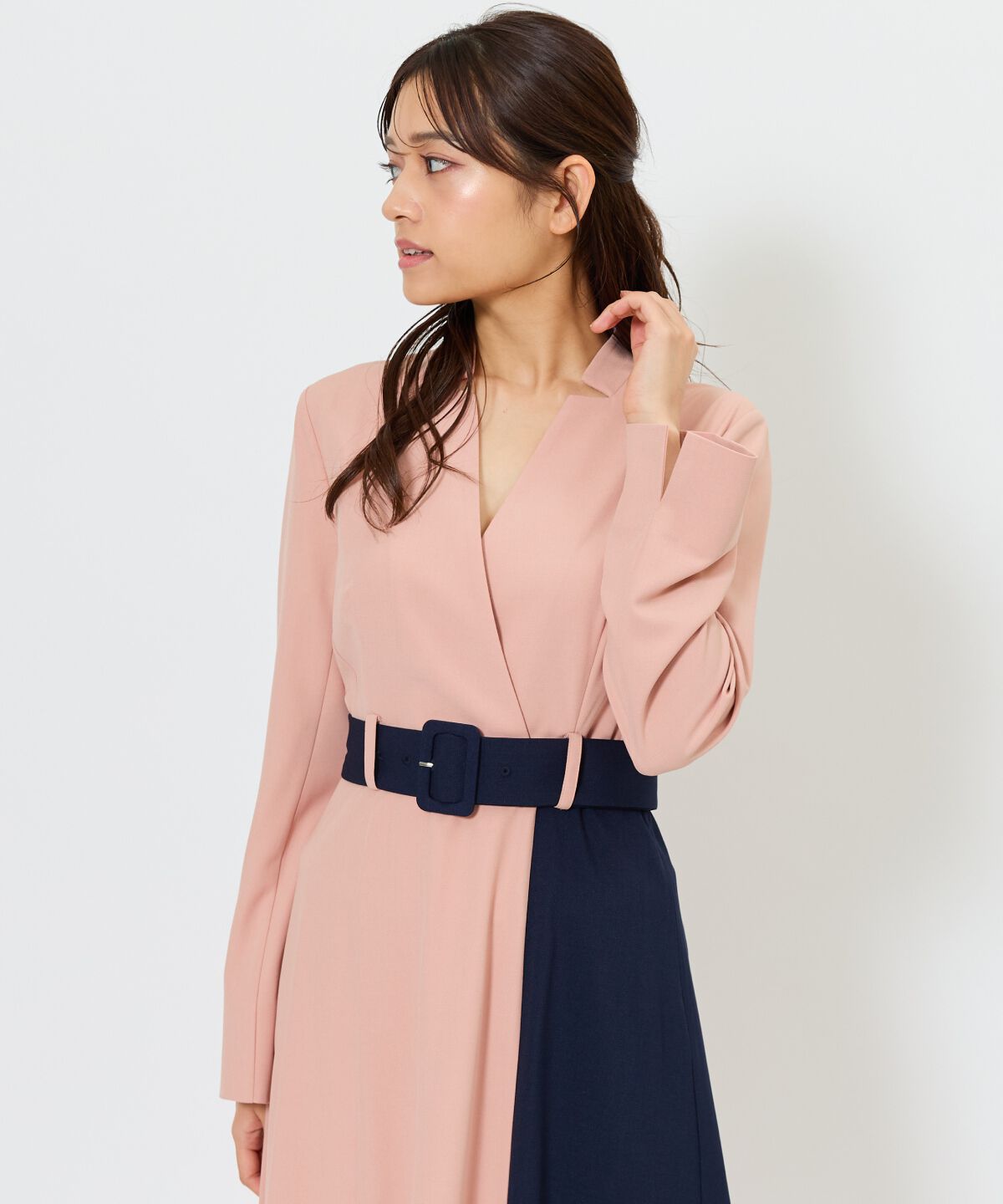 アンドクチュール「バイカラーカシュクールワンピース」|ワンピース|