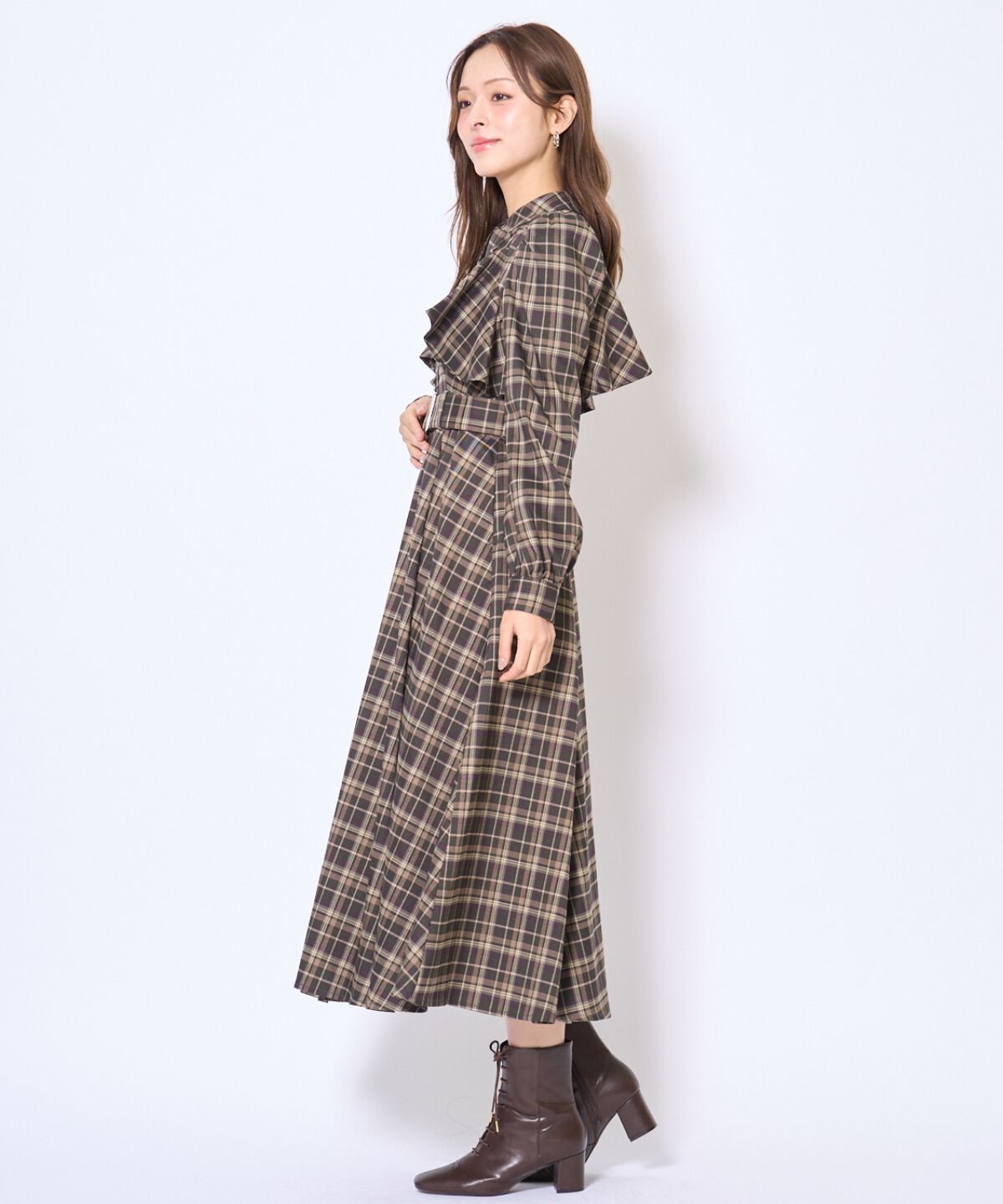 アンドクチュール「フリルケープシャツワンピース」|ワンピース|