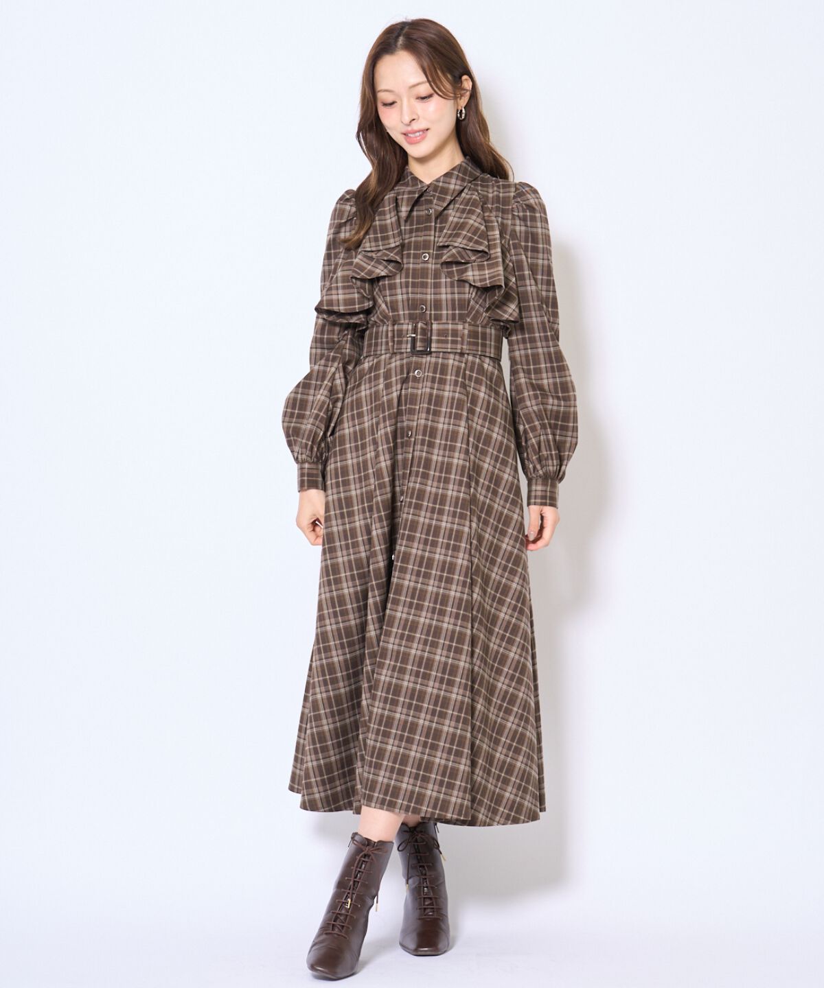 アンドクチュール「フリルケープシャツワンピース」|ワンピース|