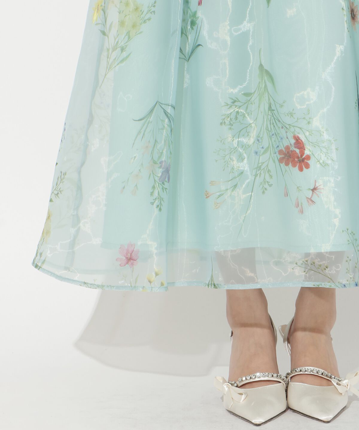 アンドクチュール「フラワーオーガンジーフレアスカート」|フレア|