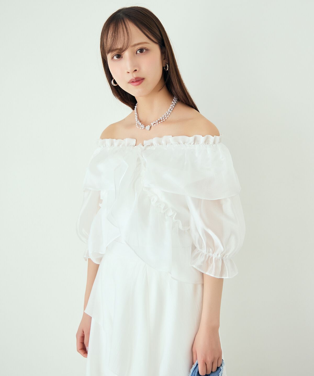 アンドクチュール「フリルクロスシアーブラウス」|シャツ・ブラウス|