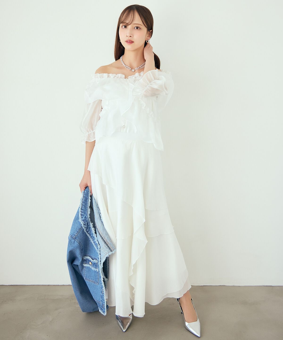 アンドクチュール「フリルクロスシアーブラウス」|シャツ・ブラウス|