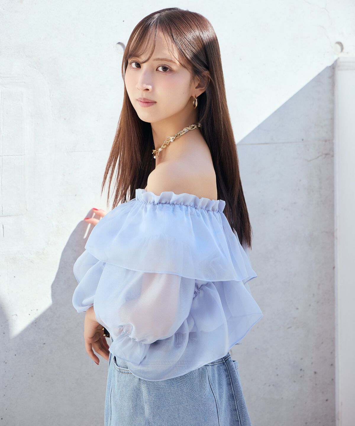 アンドクチュール「フリルクロスシアーブラウス」|シャツ・ブラウス|