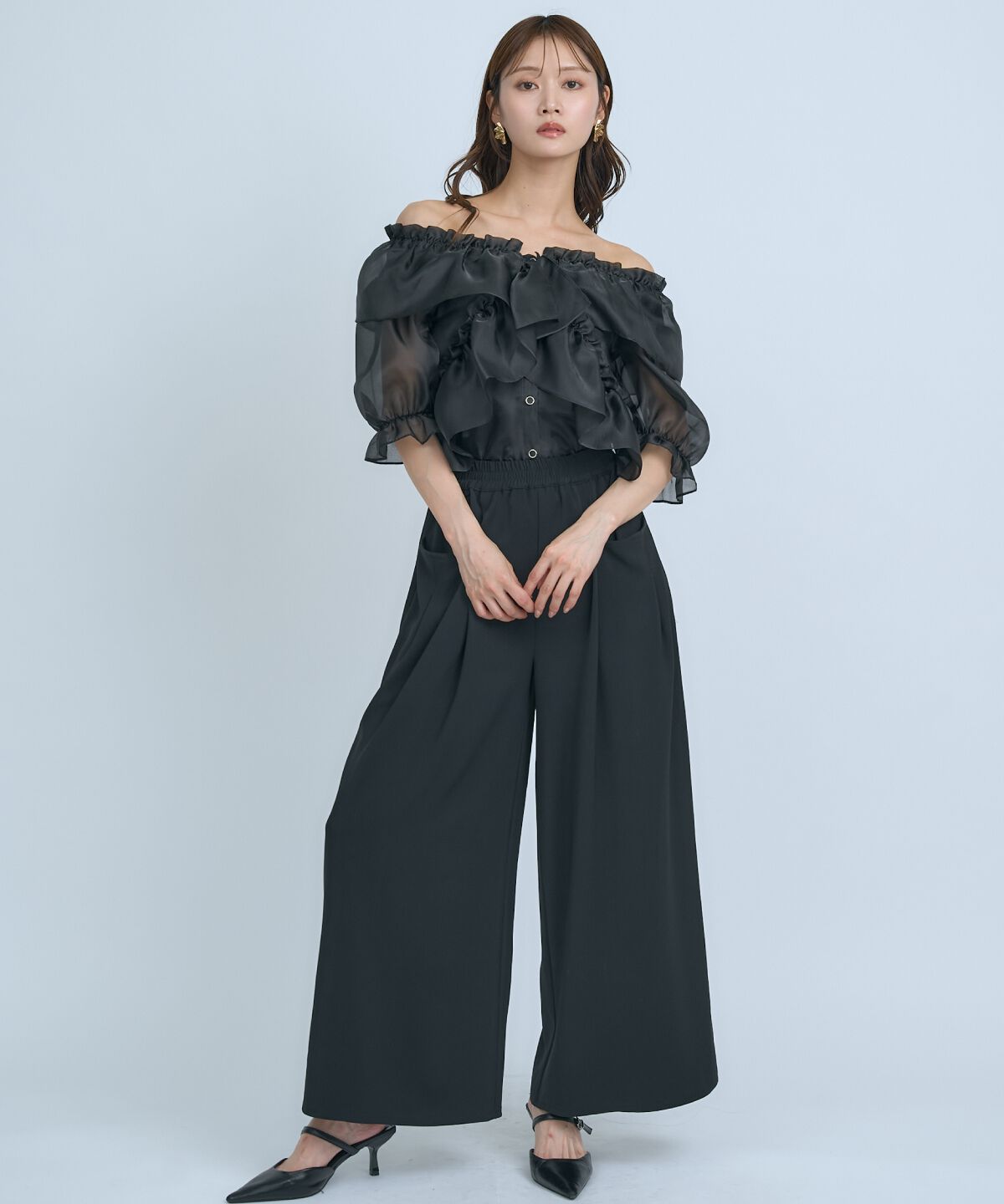 アンドクチュール「フリルクロスシアーブラウス」|シャツ・ブラウス|