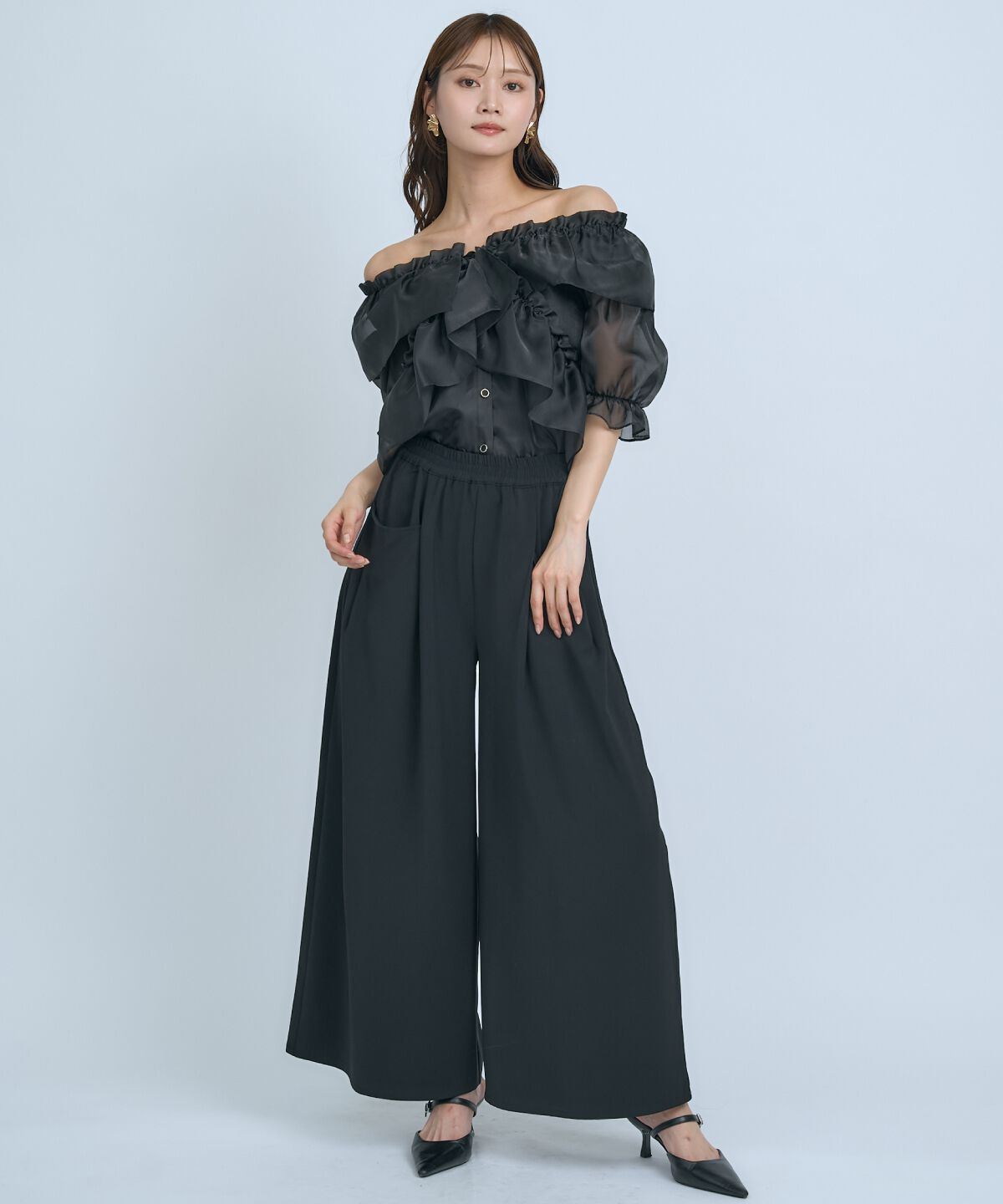 アンドクチュール「フリルクロスシアーブラウス」|シャツ・ブラウス|