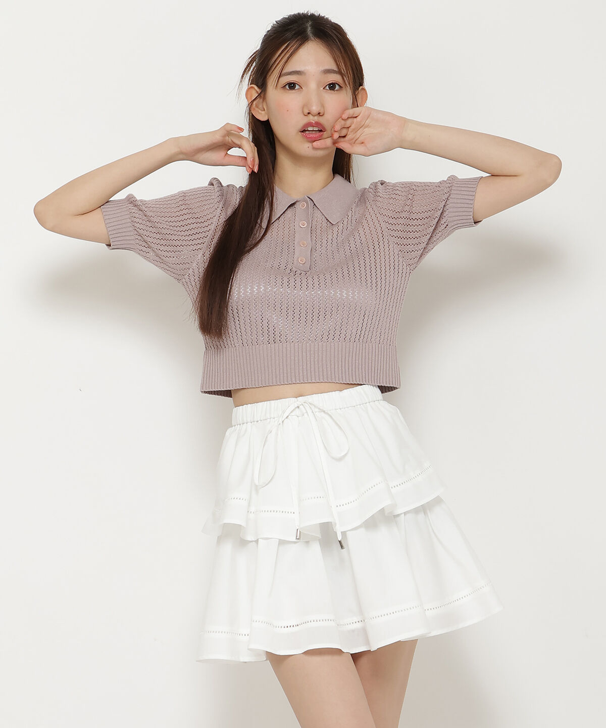 REDYAZEL「コットンフリルミニスカート」|フレア|