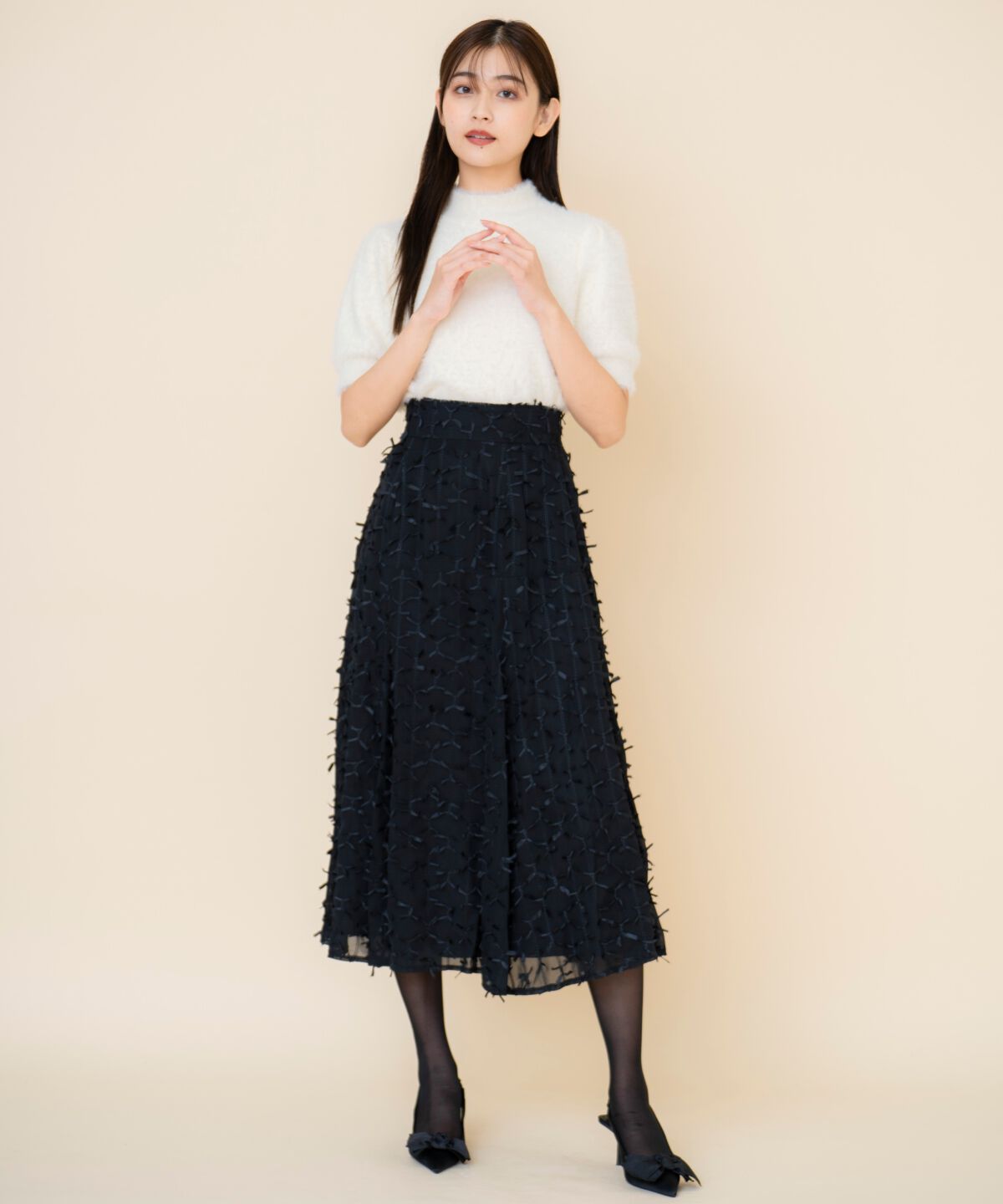 REDYAZEL「リボンモチーフフレアスカート」|フレア|