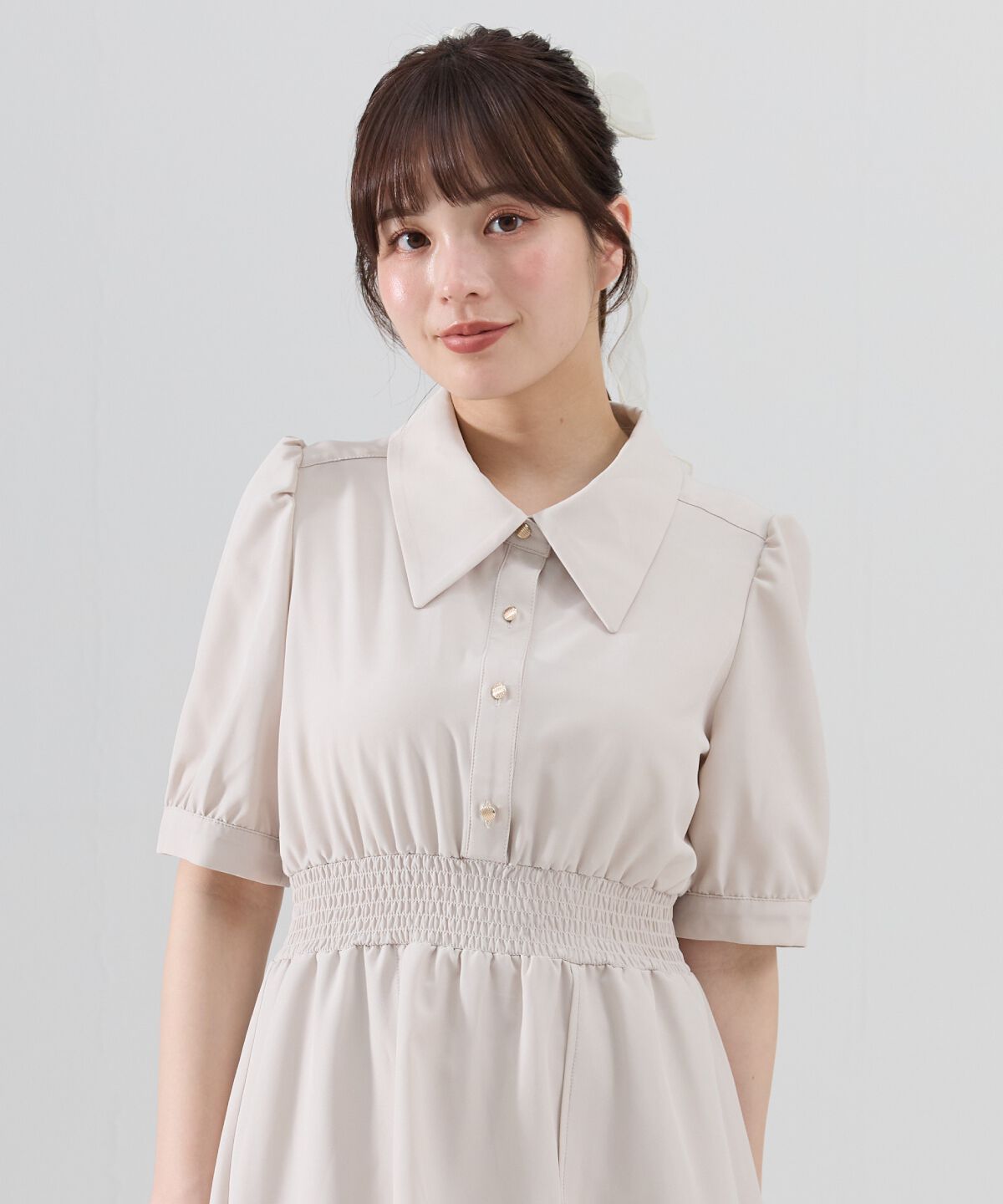 REDYAZEL「ウエストシャーリングシャツワンピース」|ワンピース|