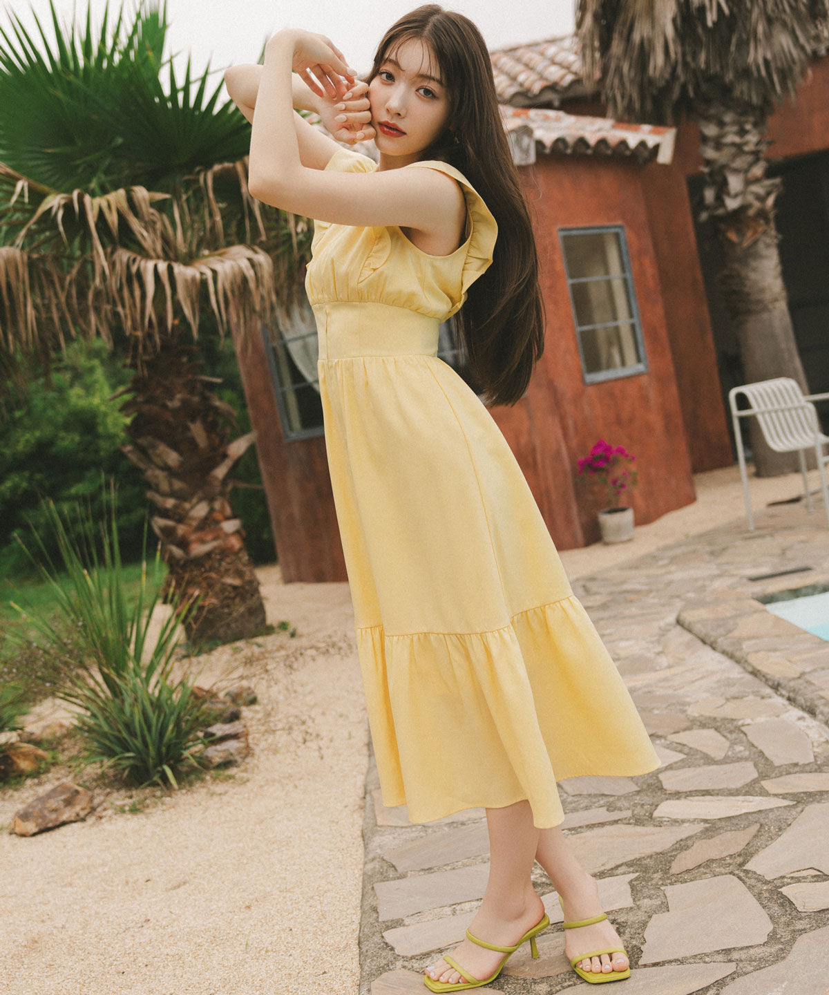 REDYAZEL「フロントZIPティアードワンピース」|ワンピース|