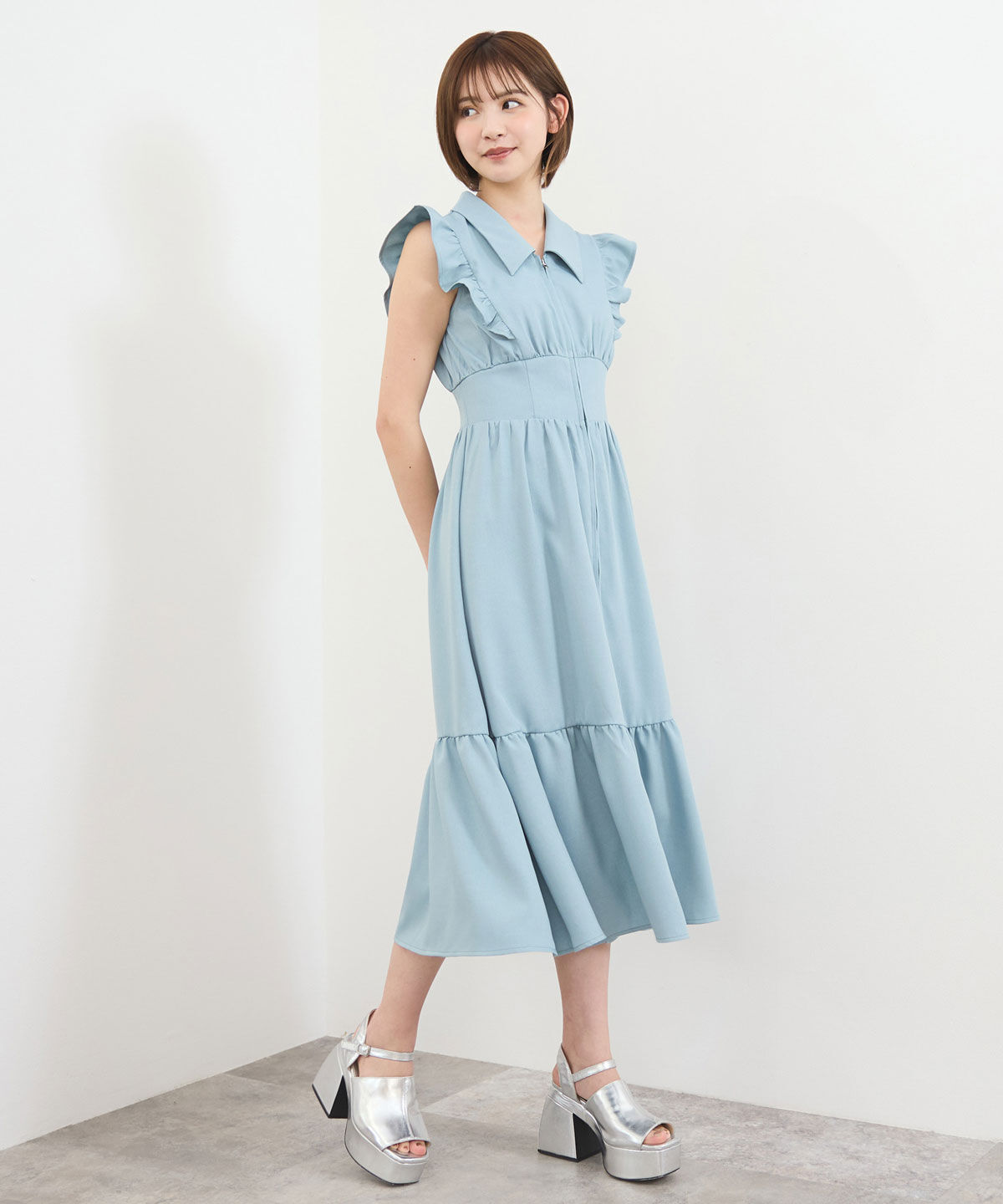 REDYAZEL「フロントZIPティアードワンピース」|ワンピース|