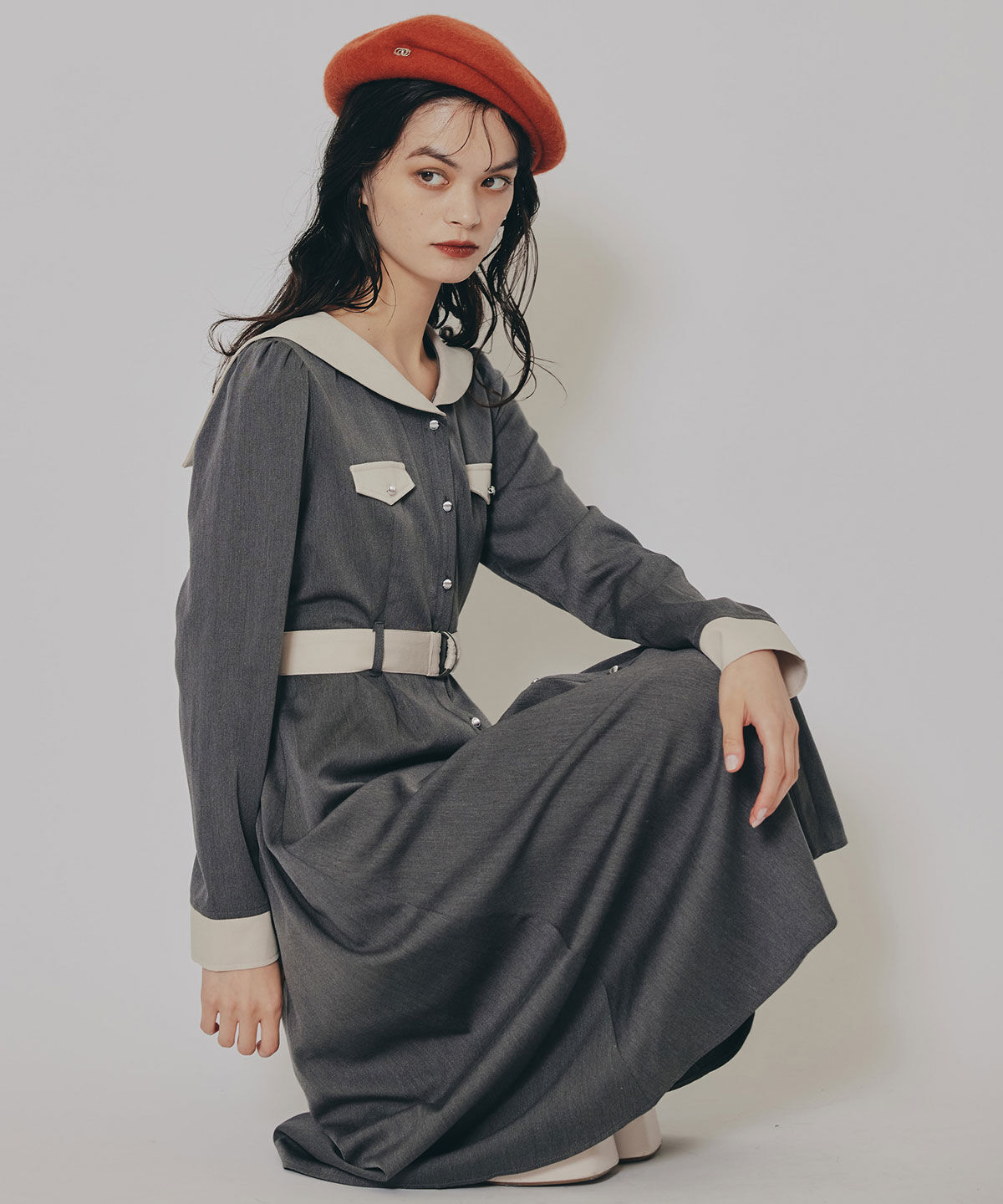 REDYAZEL「BIGセーラーカラーロングワンピース」|ワンピース|