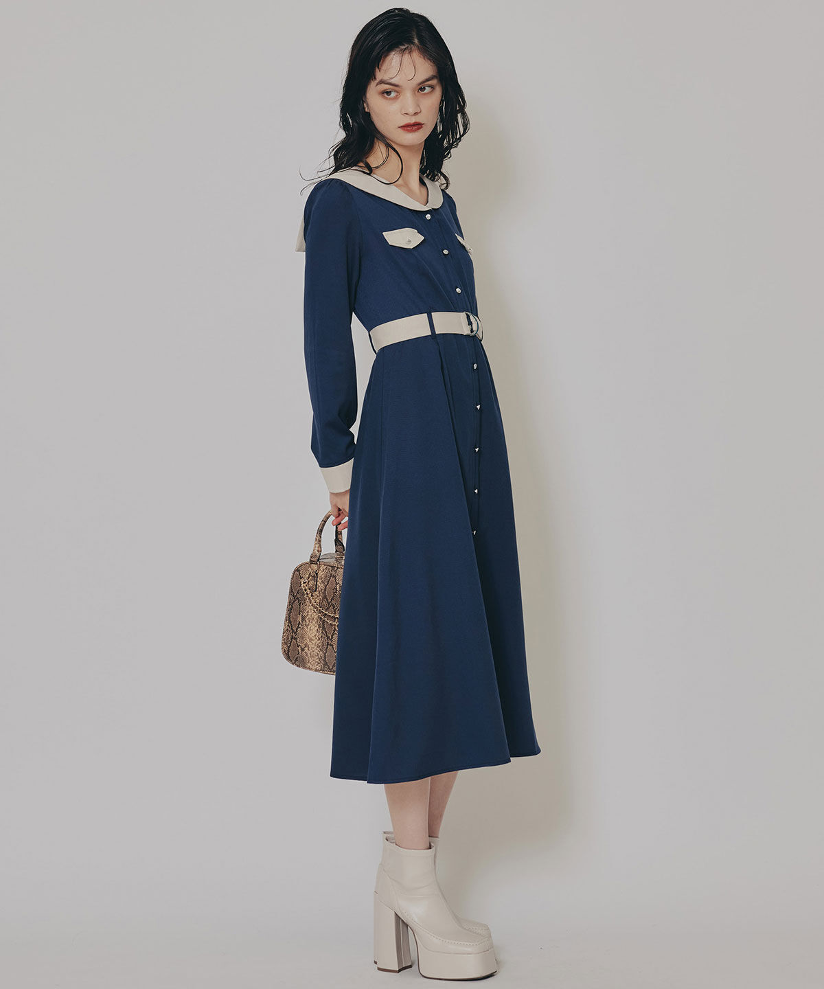 REDYAZEL「BIGセーラーカラーロングワンピース」|ワンピース|