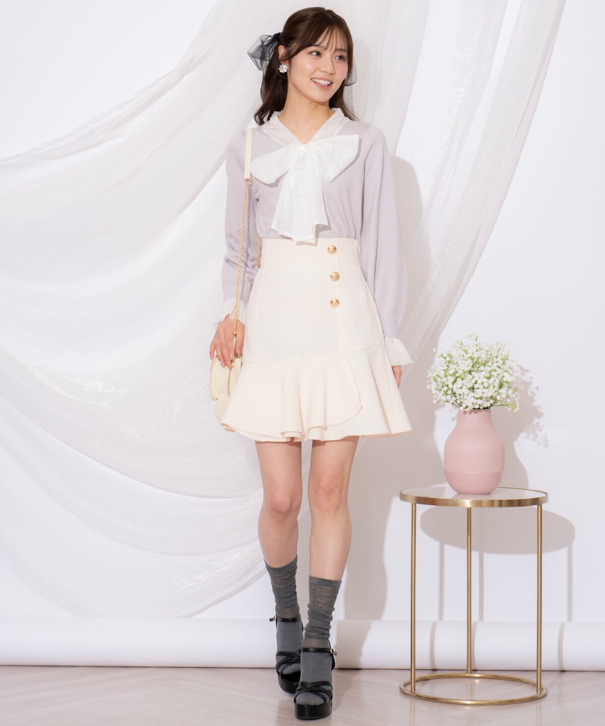 WILLSELECTION「アシメヘムツイードミニスカート」|フレア|