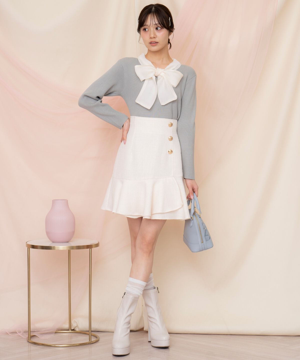 WILLSELECTION「アシメヘムツイードミニスカート」|フレア|