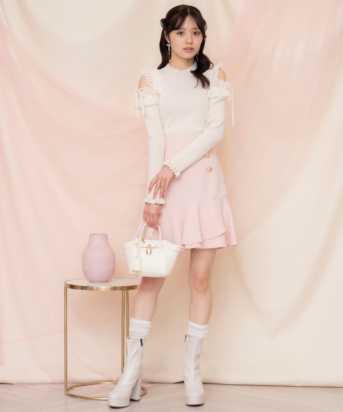 WILLSELECTION「アシメヘムツイードミニスカート」|フレア|