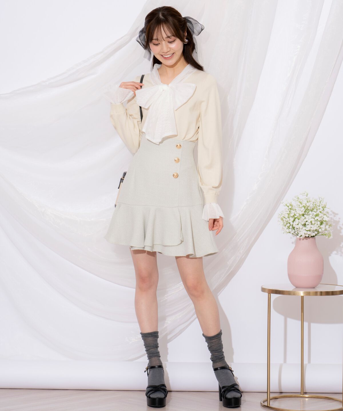 WILLSELECTION「アシメヘムツイードミニスカート」|フレア|