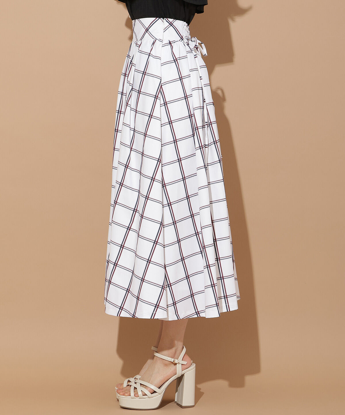 WILLSELECTION「チェック柄タックギャザースカート」|フレア|