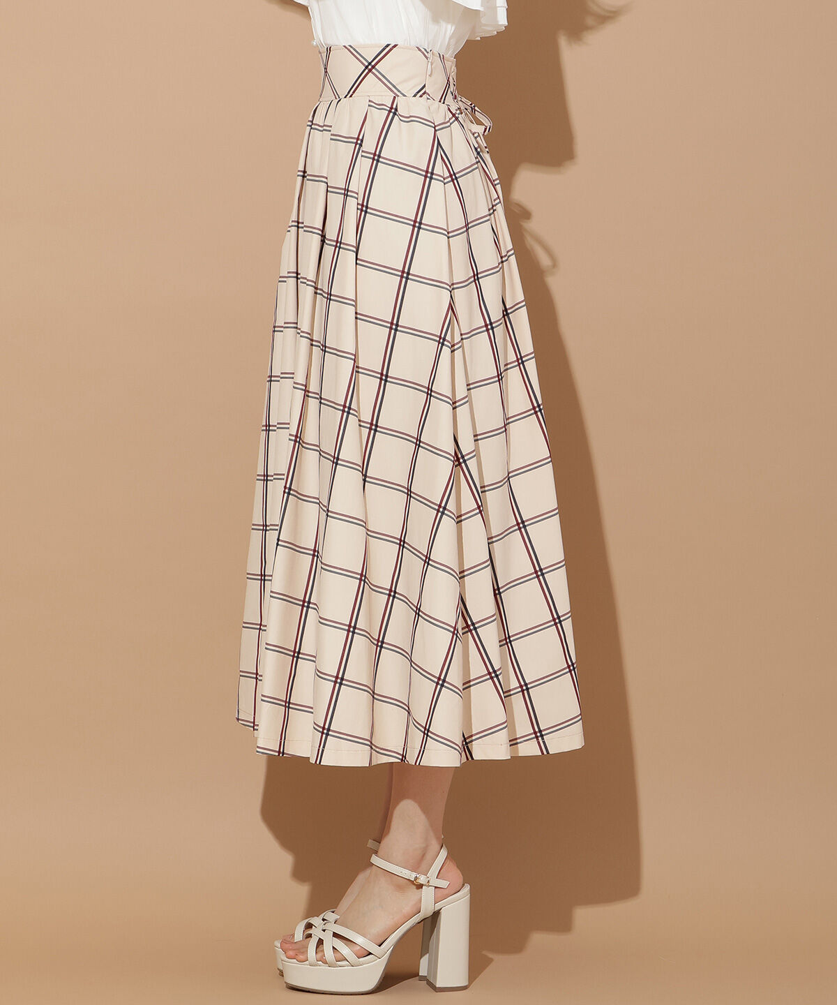 WILLSELECTION「チェック柄タックギャザースカート」|フレア|