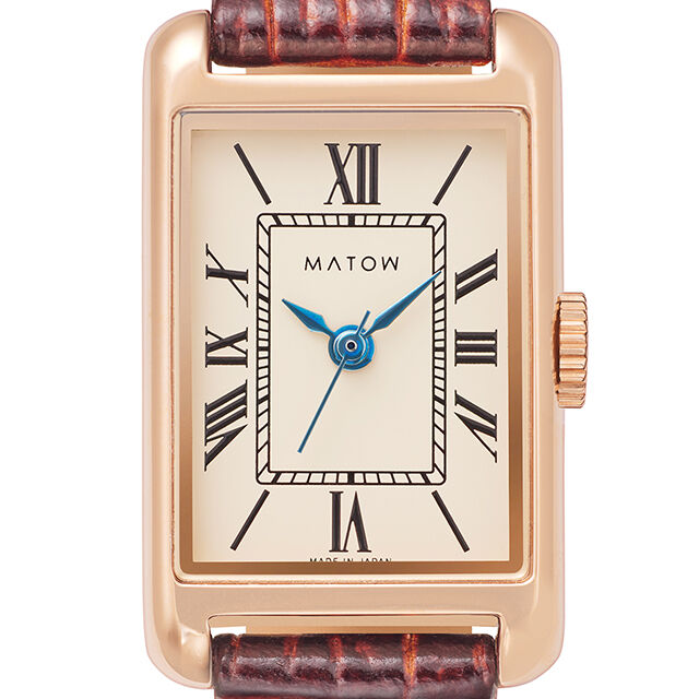 MATOW「〈MATOW (マトウ)〉Tsuki 朧月-おぼろづき- ｽｸｴｱ ﾛｰｽﾞｺﾞｰﾙﾄﾞ ﾚｻﾞｰ」|腕時計|