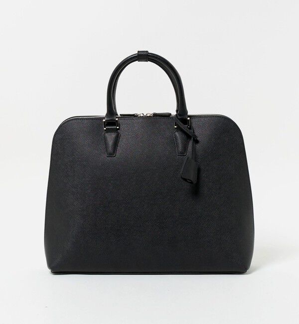 UNITED ARROWS「レザー ラウンド ブリーフケース」|ビジネスバッグ|BLACK