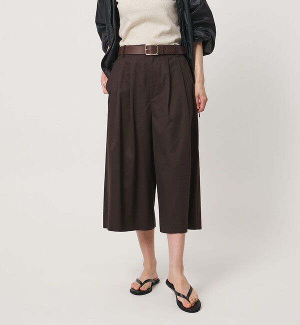 UNITED ARROWS「ギャバ クロップド パンツ」|キュロット|DK.BROWN