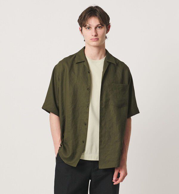 UNITED ARROWS「トリアセテート/ポリエステル ツイル オープンカラーシャツ」|シャツ・ブラウス|OLIVE