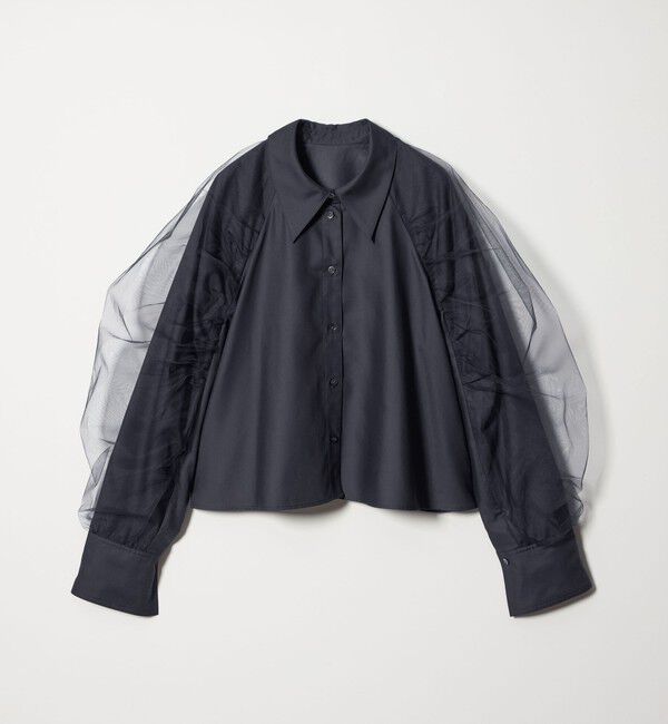 EMMEL REFINES「＜EMMEL REFINES＞EM チュールレイヤー ミニエリ シャツ」|シャツ・ブラウス|