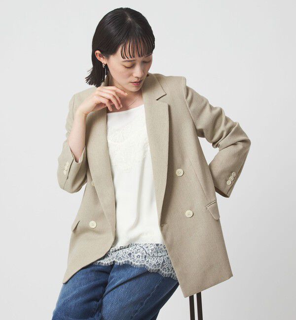 UNITED ARROWS green label relaxing「［size SHORTあり］Greed グリード メランジ ダブル ジャケット」|テーラードジャケット|BEIGE
