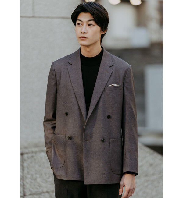 UNITED ARROWS green label relaxing「A+ ポリエステル シャークスキン ダブルブレスト 4B スタンダード セットアップ ジャケット -ウォッシャブ」|テーラードジャケット|MD.BROWN