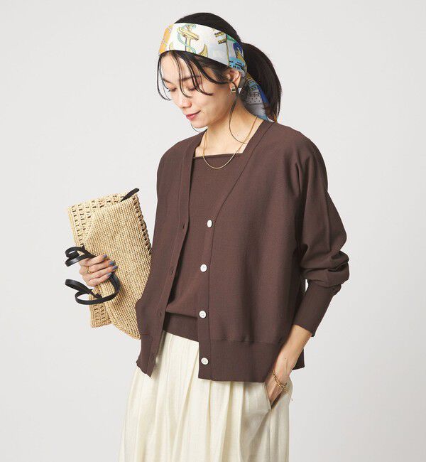 UNITED ARROWS green label relaxing「HIYOKE Vネック ニット カーディガン マシンウォッシャブル 接触冷感 UVカット 遮熱」|カーディガン|DK.BROWN