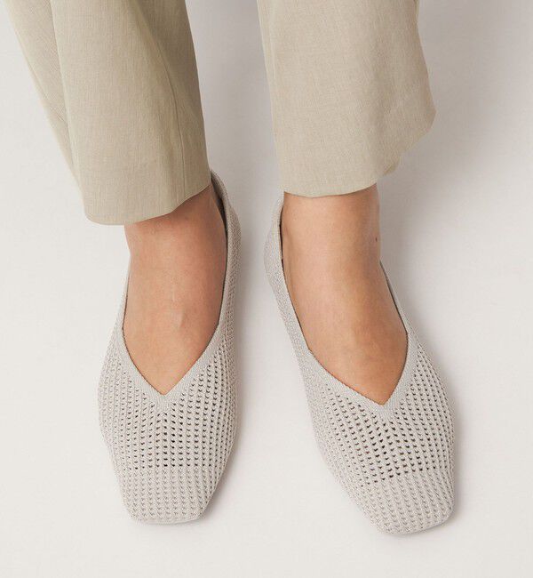 UNITED ARROWS green label relaxing「ウェルネスシアー スクエア V フラットシューズ / ニットシューズ」|ローファー|