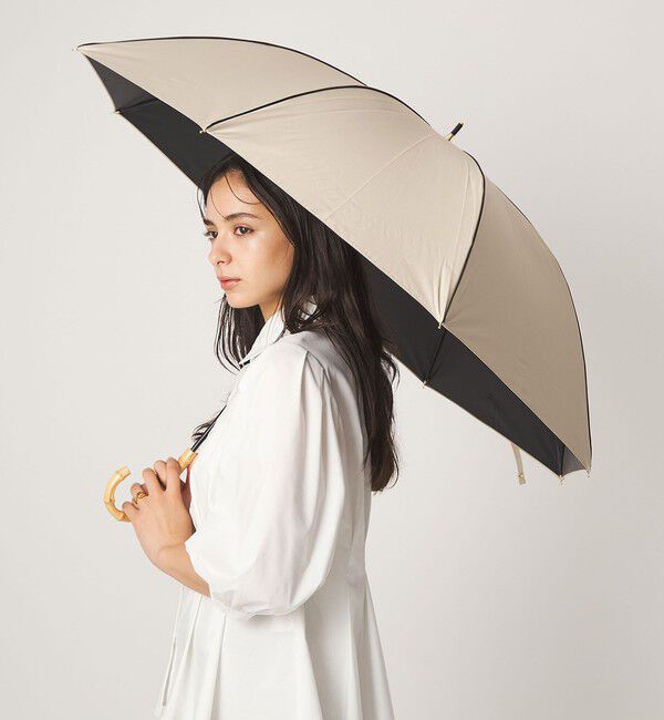 UNITED ARROWS green label relaxing「【別注】＜because＞パイピング アンブレラ 長傘 晴雨兼用 レイン UVカット」|傘|BEIGE